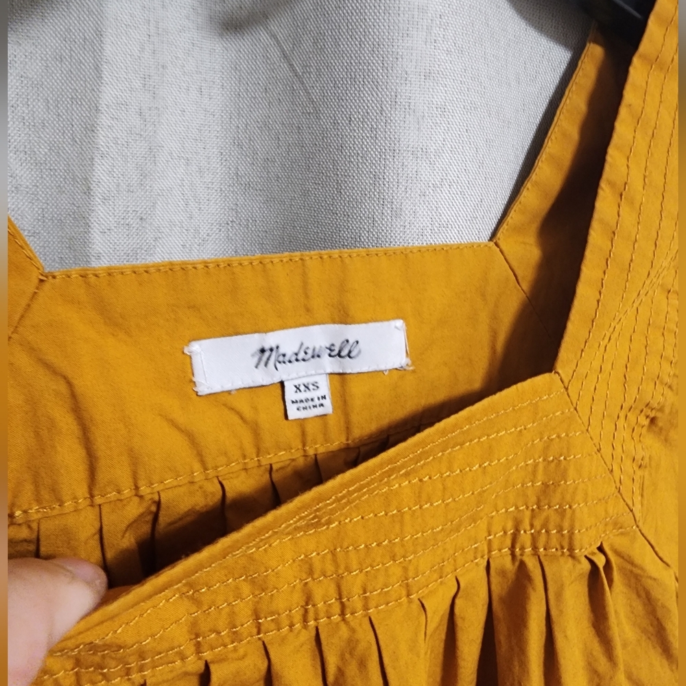 Madewell Square Neck Wide Sleeve Top, Mustard Color, Size XXS - Picture 8 of 12